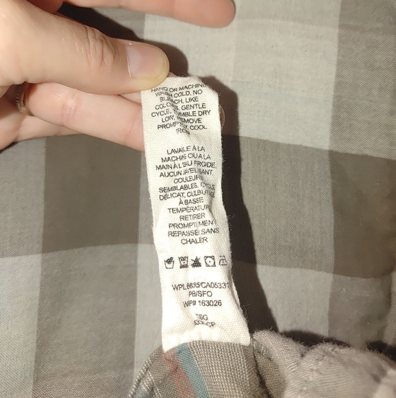 Woolrich Organic Cotton Button Front Plaid Shirt Small S Gray Brown Neutral - Picture 7 of 8